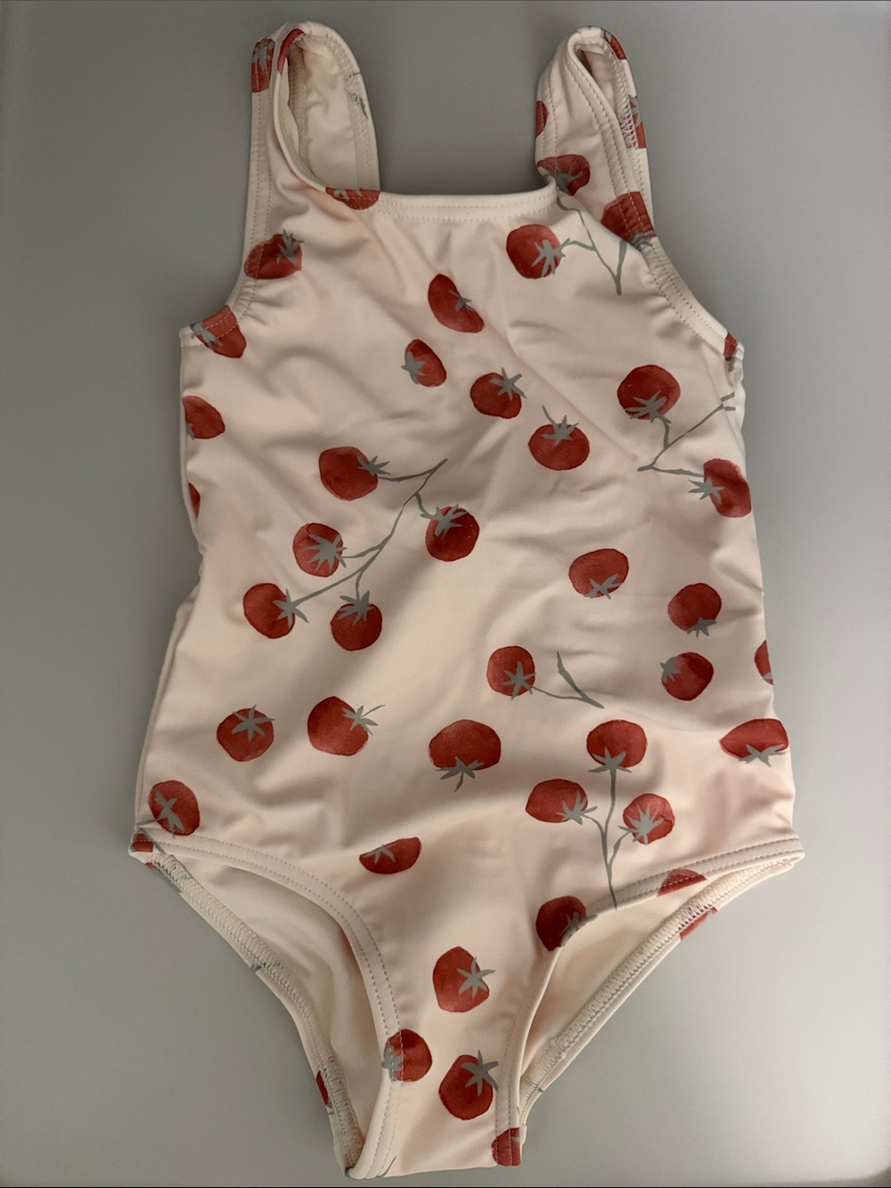 Rylee + Cru Cream One-Piece Swimsuit with Red Tomato Print